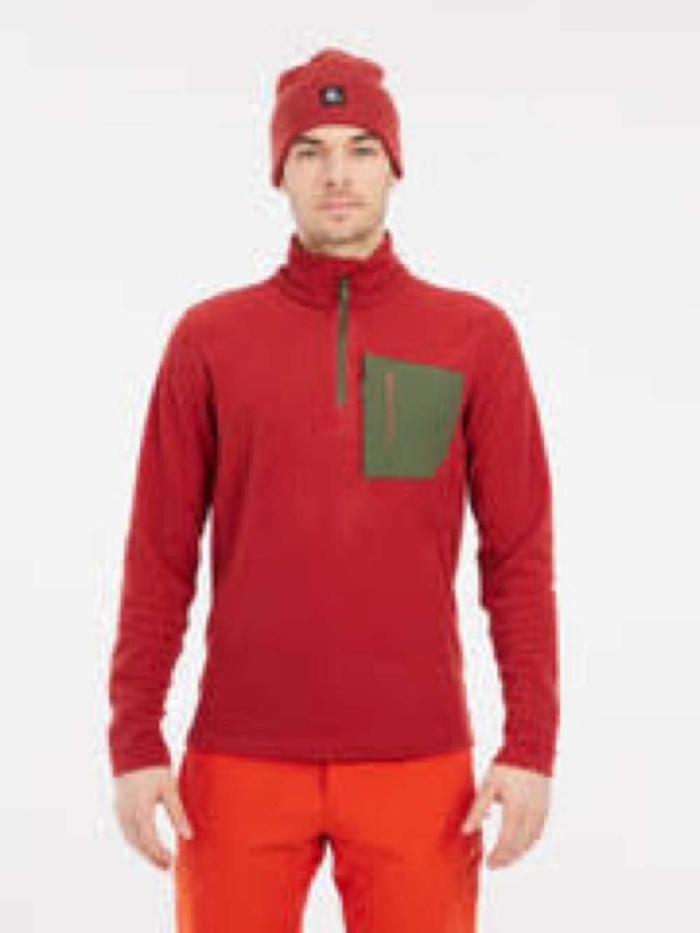 Protest High Performance Red Orange Quarter Zip Fleece Men M